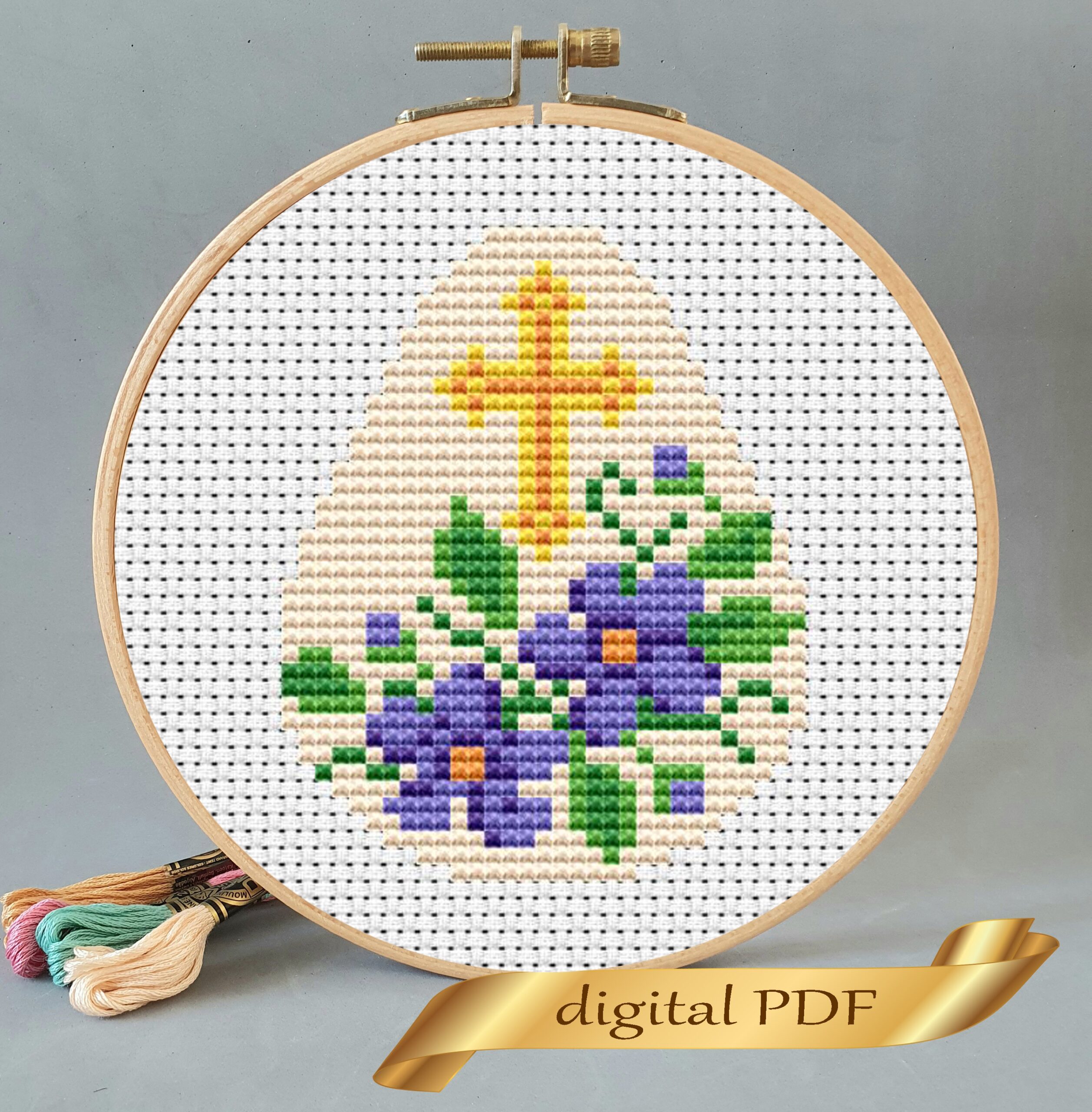 Easter Pattern Pdf Cross Stitch Easy Embroidery DIY Small Inspire Uplift