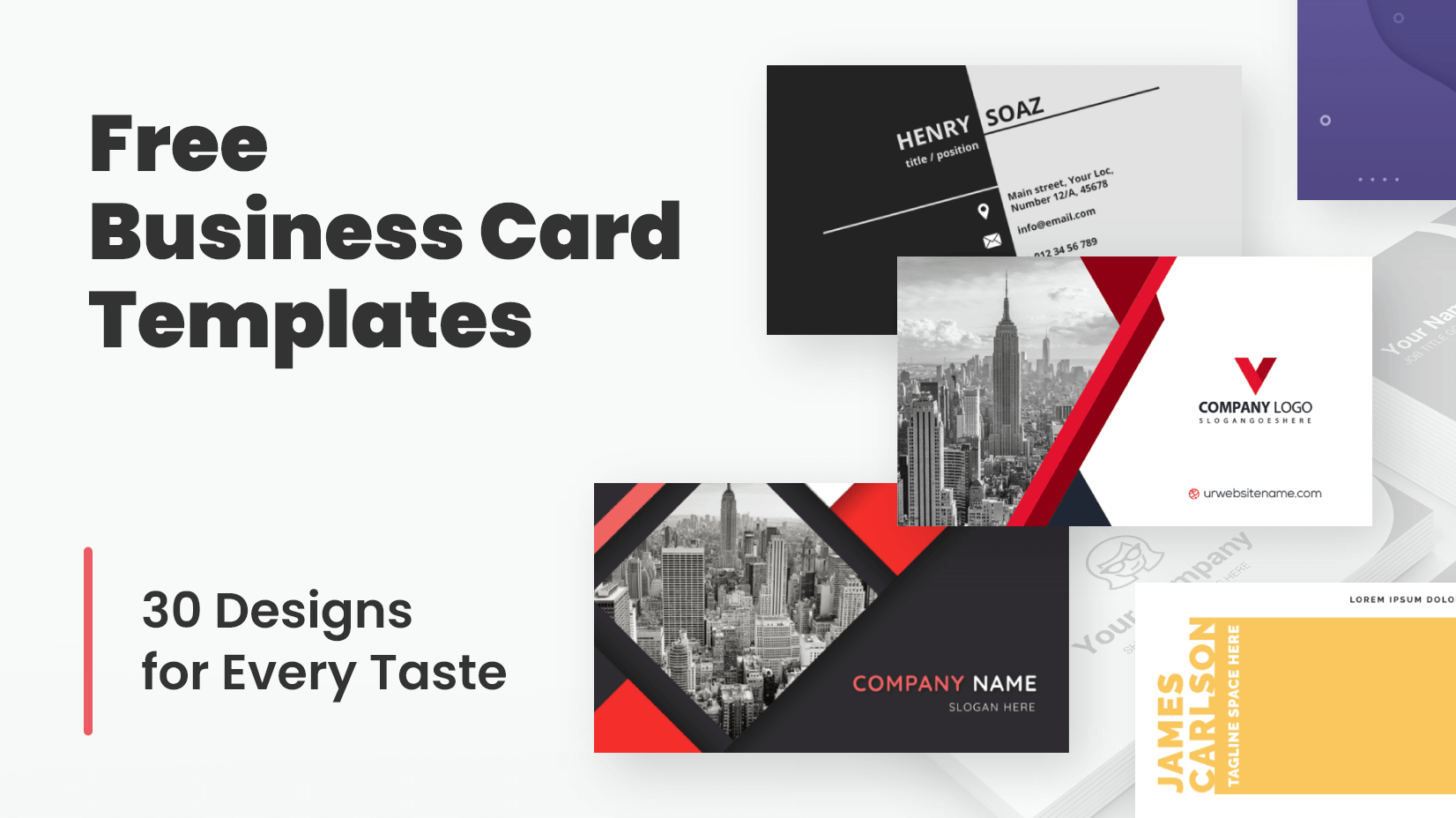 Free Business Card Templates 30 Designs For Every Taste GraphicMam Worksheets Library