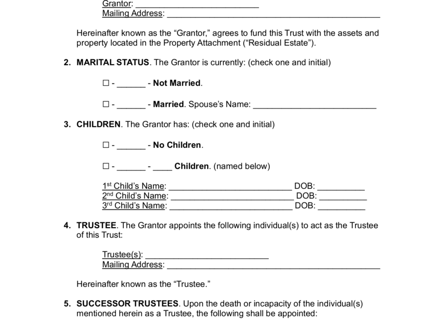 Free Living Trust Form Revocable PDF Word EForms