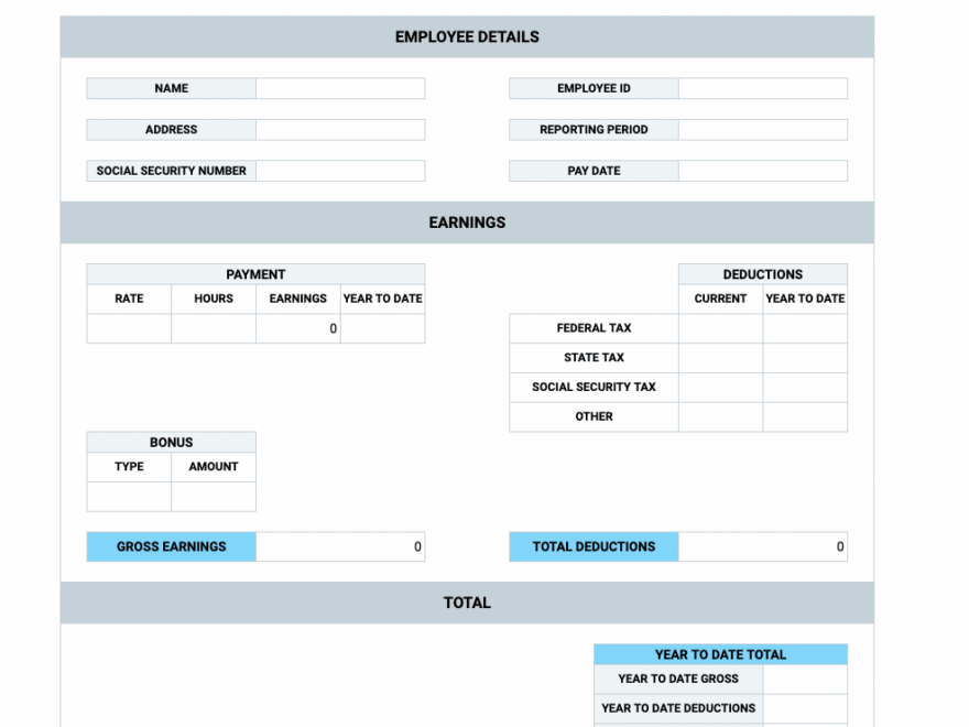 Free Pay Stub Templates Clockify