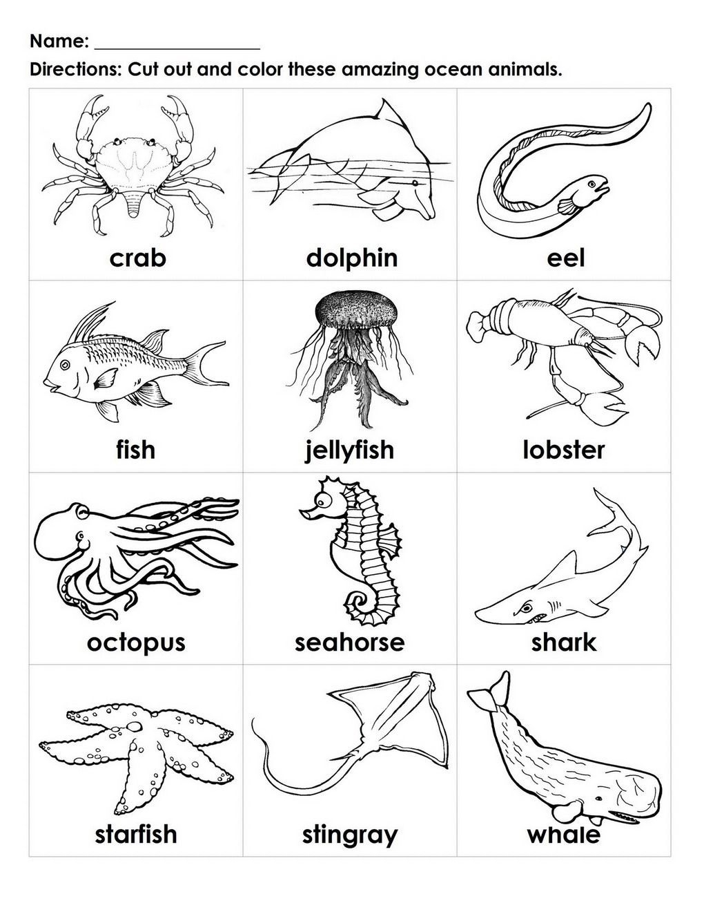 Free Printable Sea Creature Templates