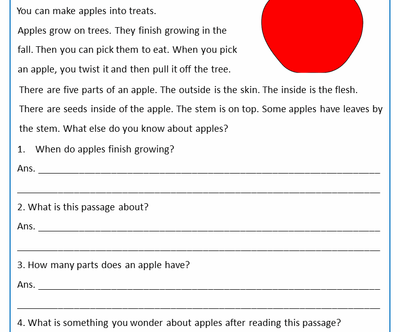 Free Printable Reading Comprehension Worksheets