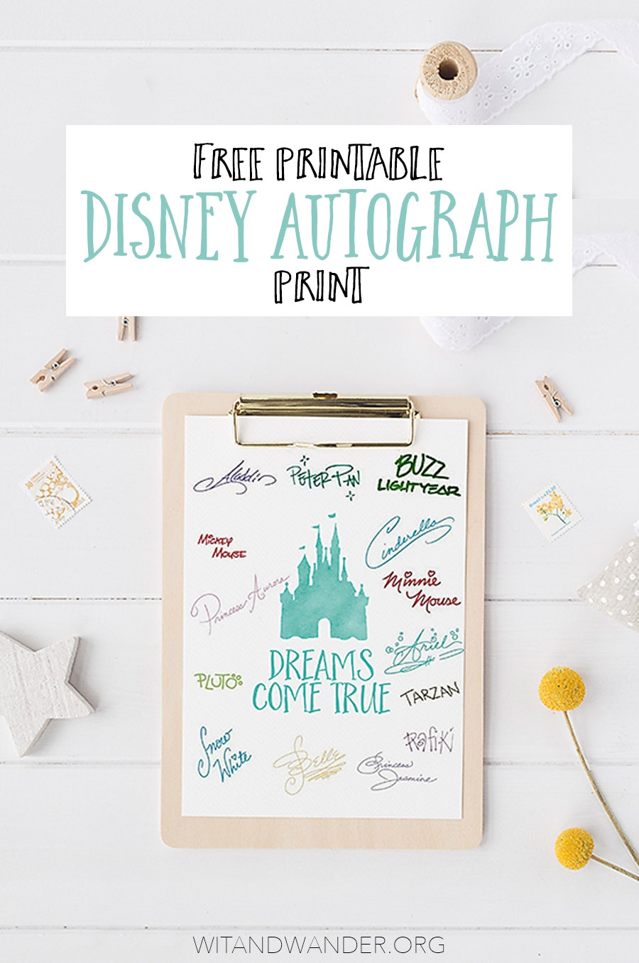 Free Walt Disney World Character Autograph Print Our Handcrafted Life
