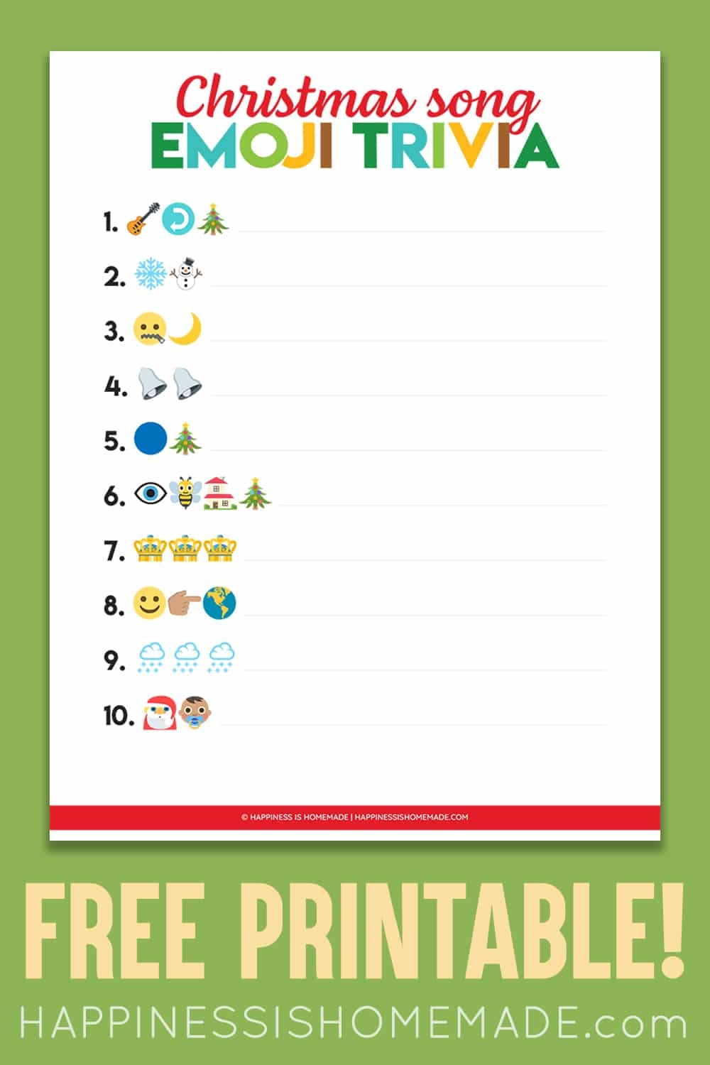 Free Printable Christmas Song Picture Game
