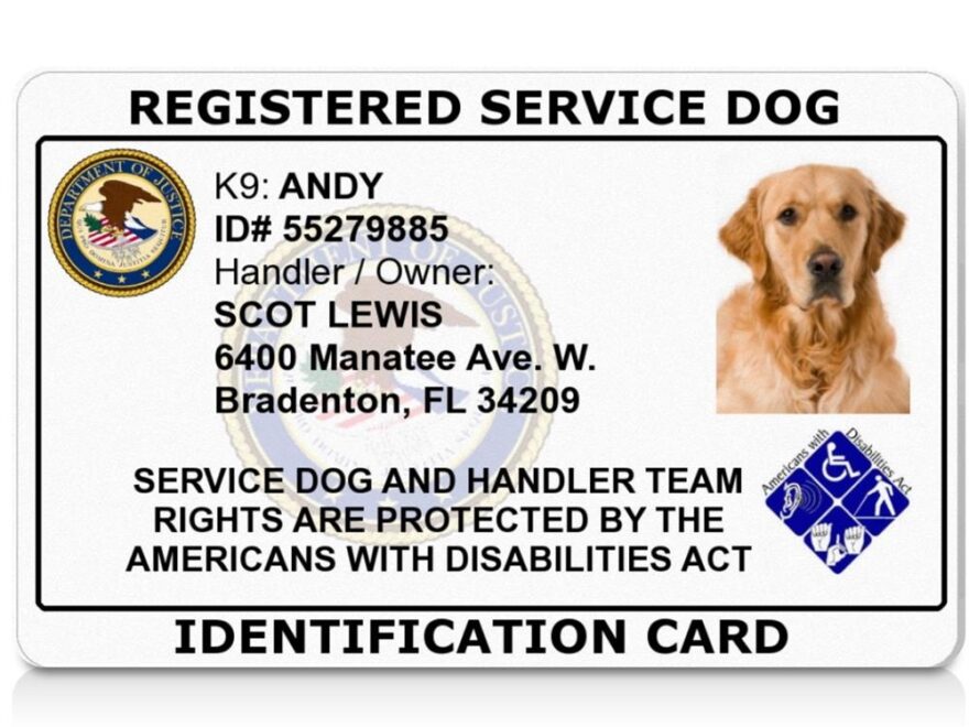 Registered Service Dog ADA ID Card Official ID For Your Service Dog