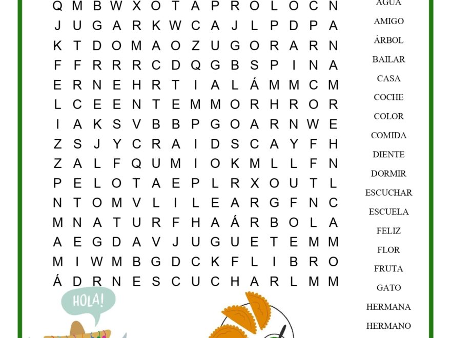 Spanish Word Search For Kids