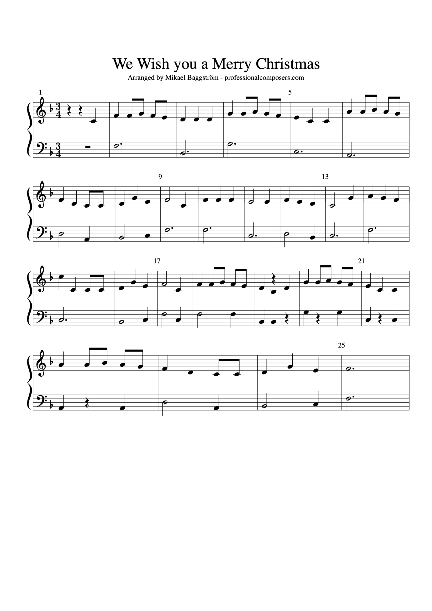We Wish You A Merry Christmas Sheet Music Free Printable Professional Composers