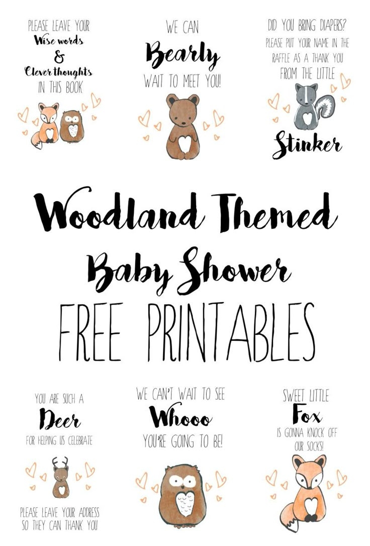 Woodland Baby Shower Free Printables